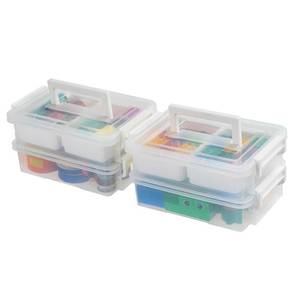 lot 61013 image: IRIS USA 1 Qt. Plastic Storage Bins with Lids, 2 Pack, Craft Storage Container, Sensory Bin, Organizing Containers for Home, Office & Art Supplies, Stackable, White