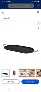 lot 61044 image: IMUSA 17in Carbon Steel Nonstick Oval Comal with Metal Handles, Black