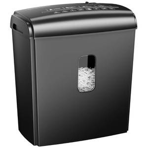 lot 62008 image: Locksworth 8-Sheet Micro Cut Paper Shredder P-4 High Security for Home Office Use with Handle, Shreds Credit CardStaple 4 Gallons(Black) Visual Window Wastebasket
