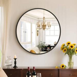 lot 62014 image: Sweetcrispy 20in Round Bathroom Mirrors for Wall, Bathroom Mirrors for Over Sink, Wall Decor for Bathroom, Entryway, Bedroom, Vanity, Classical Black