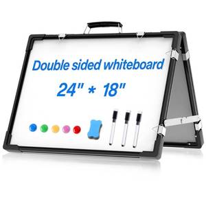 lot 63008 image: Whiteboard Dry Erase Boards, Portable White Board Double Sided Magnetic Board Stand,Foldable Hanging Wall Desktop Boards Easel for Kids Students Teacher for School Home Kitchen Office 24x18 Inch