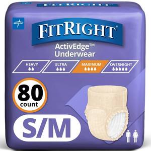 lot 63014 image: FitRight Ultra ActivEdge Womens Protective Incontinence Underwear, Heavy Absorbency, Small to Medium (28-40 Inches), 80 Count (4 Packs of 20)