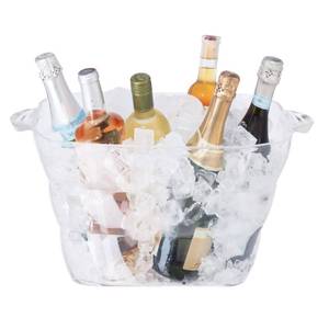 lot 63176 image: OGGI Acrylic Square Party Tub - Clear Beverage Cooler wHandles, Wine Cooler, Beer Chiller, Ideal Party Tubs for Drinks, Use Ice Tub for Indoor or Outdoor Bars, 16.75 x 14