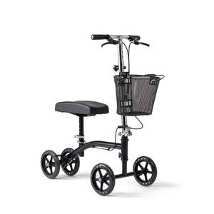 lot 16011 image: Medline Steerable Knee Walker, Large 8 Wheels, Adjustable Height and Storage Bag, Supports up to 300 lbs, Black