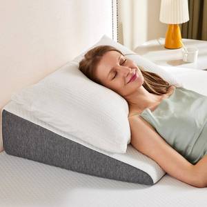 lot 16017 image: Sweetcrispy Wedge Pillow, Body Pillow for Sleep Apnea, Neck Pain Relief, Post Surgery, Sleeping Comfort, Acid Reflux, Heartburn, Back Pain Relief and Snoring, 7.5Inch White& Grey