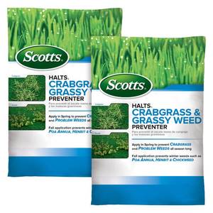 lot 17019 image: Scotts Halts Crabgrass & Grassy Weed Preventer, Pre-Emergent Weed Control, Treats up to 10,000 sq. ft,20.12 lb. ( 1 12 bags )