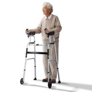 lot 17020 image: VEVOR 2 in 1 Folding Walker & Removable Armrests, Height Adjustable Foldable Walker with 5 Solid Wheels, Lightweight Aluminum  Front Wheeled Mobility Aid for Elderly Handicapped Disabled, 450 Pounds