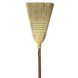 lot 17021 image: Rubbermaid Commercial Products Heavy-Duty Corn Broom, 1 18-Inch Wood Handle, Red, IndoorOutdoor Broom for CourtyardGarageLobbyMallOffice