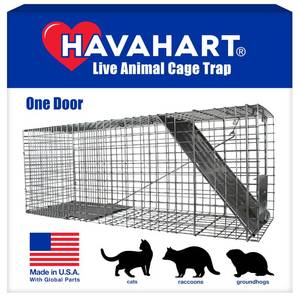lot 13048 image: HAVAHART 1079SR Large 1-Door Humane Catch and Release Live Animal Trap Cage - Live Raccoon Trap, for Bobcats, Beavers, Dogs, & More