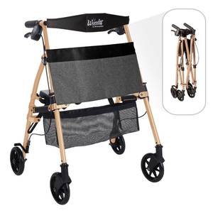lot 13050 image: Stander Wonder Rollator Plus Short, Lightweight Junior Folding Mobility Aid for Petite Adults, Seniors, and Elderly, Collapsible Travel Rolling Walker with Four Wheels and Seat, Desert Sand