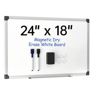 lot 13052 image: VUSIGN 24 x 18 Magnetic Whiteboard for Wall, Dry Erase Board with Silver Frame, Hanging White Board for Office, Home, School - Includes 1 Eraser, 2 Multicolor Markers & 4 Magnets