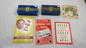 lot 114 image: 1950s Bridge Game Collection with Goren Books and Love Poker Chips