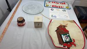 lot 132 image: Christmas Holiday Collection Bundle - Glass Plate, Snowman Mug, Ornaments