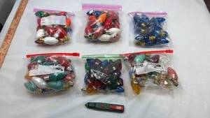 lot 135 image: Mixed Color Christmas Light Bulbs and Light Tester Bundle