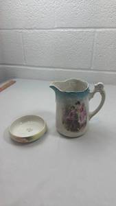 lot 149 image: Decorative Porcelain Pitcher and Bowl Set