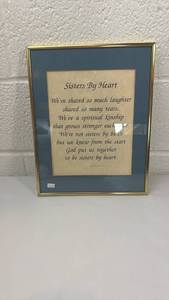 lot 159 image: Sisters By Heart Framed Poem