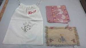 lot 163 image: German Embroidered Bread Bag and Kitchen Linens Set