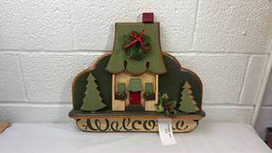 lot 186 image: Wooden Christmas House Welcome Sign