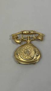 lot 6 image: Gold-Tone Rotary Phone Brooch Pin