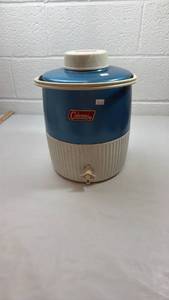lot 32 image: Coleman Blue and White Water Cooler Jug