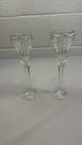 lot 72 image: Crystal Champagne Flutes with Cut Glass Design