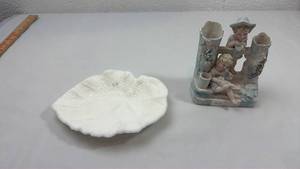 lot 73 image: German Porcelain Figurine with Shell Dish Set