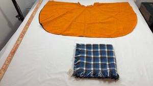 lot 195 image: Orange Dress with Blue Plaid Fabric Pieces