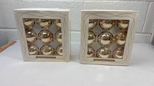 lot 206 image: Gold Glass Ball Christmas Ornaments - Set of 9