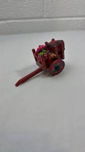 lot 258 image: Hand-Painted Wooden Fruit Cart Figurine