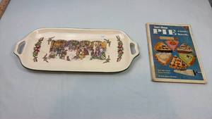 lot 272 image: Todays Woman Pie Cookbook & Christmas Scene Serving Tray Set