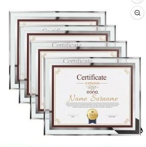 lot 27711 image: Glass Document Frame Set of 4- 8.5x11 Certificate Holders