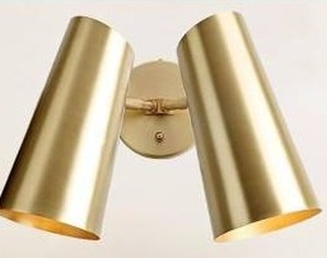 lot 27719 image: Modern Brass Double Wall Sconce Light Fixture