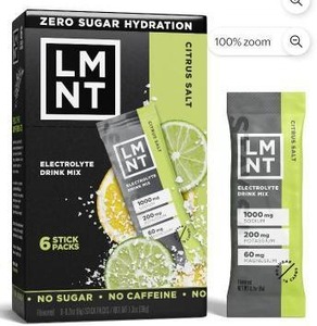 lot 27725 image: LMNT Zero Sugar Electrolyte Drink Mix, Citrus, 2 Pack