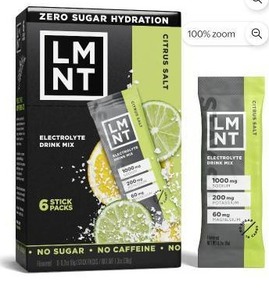 lot 27774 image: LMNT Zero Sugar Electrolyte Drink Mix, Citrus, 2 Pack