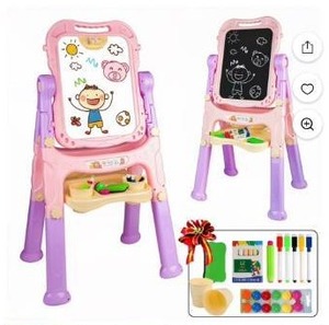 lot 27782 image: Hot Bee Art Easel for Kids 2-4, Double-side Standing Easel for Toddlers