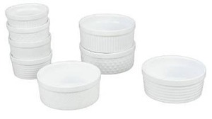 lot 27791 image: BIA Cordon Bleu Everyday Porcelain Textured Ramekins, Set of 8, Assorted, 4-6 oz, 4-14 oz., White