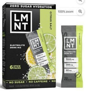 lot 27794 image: LMNT Zero Sugar Electrolyte Drink Mix, Citrus, 2 Pack