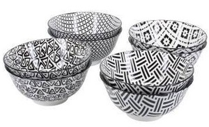 Bia Cordon Bleu Allegro Black And White Bowls, 8 Pieces