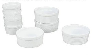 lot 27814 image: BIA Cordon Bleu Everyday Porcelain Textured Ramekins, Set of 8, Assorted, 4-6 oz, 4-14 oz., White