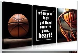 Basketball Canvas Painting Wall Art Set of 3,Hand Inspirational Words Poster Prints,Sports Painting Wall Decor,for Living Room Kids Room Bedroom Bathroom Office 16x24 inch Framed