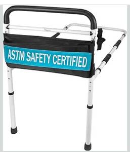 lot 6113 image: Vaunn Medical New Adjustable Bed Assist Rail Handle (Passed ASTM F318617 Safety Standard) and Hand Guard Grab Bar,