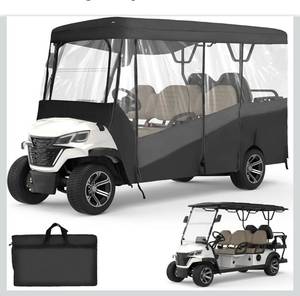 lot 6114 image: KEMIMOTO Golf Cart Enclosure, 6 Passenger Golf Cart Rain Cover, 600D Waterproof Driving Enclosure with Clear PVC Windshield for Extended Roof Golf