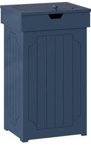 lot 6119 image: Function Home Trash Can Cabinet, 13 Gallon Kitchen Garbage Can, Wooden Recycling Trash Bin, Freestanding Dog Proof Trash Can, Farmhouse Trash Cabinet with Lid for Home Kitchen Bedroom, Blue