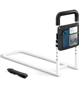 lot 6121 image: Bed Rails for Elderly Adults Safety - Adjustable Flat-Tube Design Bedrail for seniors with Storage Pocket and Non-Slip Handle for Getting in&out of Bed, hold up to 300LBs - Fits Twin Full Queen King