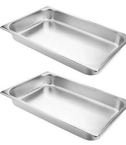 lot 6128 image: VOISEN 2 Pack Hotel Pans, 2.5 Deep, Anti-Jamming, Commercial Stainless Steel Steam Table & Catering Food Pans