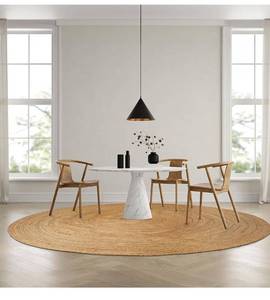 lot 6132 image: Braided Hand Woven Rug, 8 Feet Round- Natural,