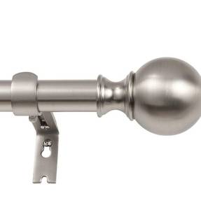 lot 6134 image: Brushed Nickel Window Treatment Curtain Rods, 72 to 144 Inch, 1-Inch Diameter Thicken Single Telescoping Decorative Rods with Round Finial