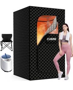 lot 6151 image: Sauna Box, Portable Steam Sauna, Portable Sauna for Home with 3L 1200W Steamer, 9 Levels, Folding Chair, Extra Large Size (2.6 x 2.6 x 5.9), Full Body Sauna Tent for Relaxation, Detoxification