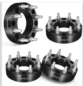 lot 6163 image: 8x180 Wheel Spacers 2 inch Compatible with Chevy Silverado 2500 2011-2018, 8x180 mm 8 Lugs 125 mm Hub Bore M14x1.5 Studs Black, Not Hubcentric