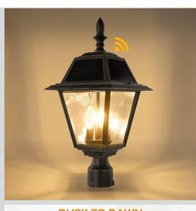 lot 6169 image: LUTEC Outdoor Solar Lamp Post Light, Dusk to Dawn 300LM Waterproof Pole Light Head with 4 Pcs Glass, Exterior Solar Powered Fence Post Light Fixtures for Garden, Patio, Yard(Brown)